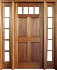 WDMA 52x96 Door (4ft4in by 8ft) Exterior Mahogany Louisburg SDL 4 Lite Impact Single Door/2Sidelight 1