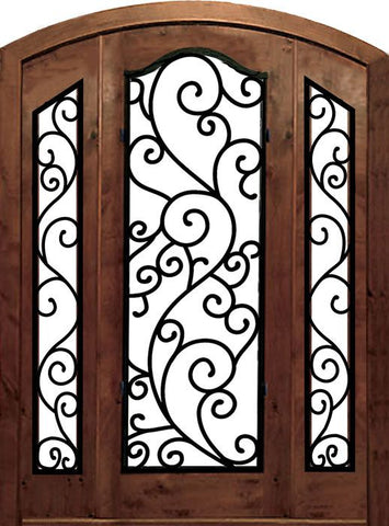WDMA 52x96 Door (4ft4in by 8ft) Exterior Mahogany Knotty Alder or Cliffs Redwood Single Door/2Sidelight Arch Top 1