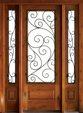 WDMA 52x96 Door (4ft4in by 8ft) Exterior Knotty Alder Oconee Burlwood Single Door/2Sidelight 1