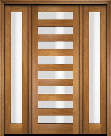 WDMA 52x96 Door (4ft4in by 8ft) Exterior Swing Mahogany Modern Slimlite Glass Shaker Single Entry Door Sidelights 1