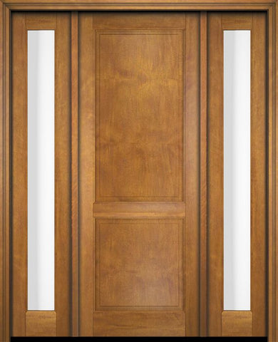 WDMA 52x96 Door (4ft4in by 8ft) Exterior Swing Mahogany 2 Raised Panel Solid Single Entry Door Sidelights 1