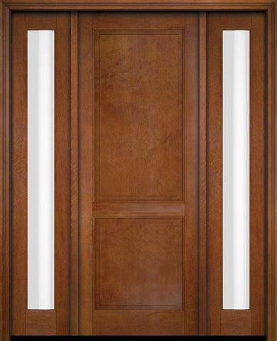 WDMA 52x96 Door (4ft4in by 8ft) Exterior Swing Mahogany 2 Raised Panel Solid Single Entry Door Sidelights 4