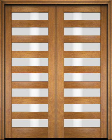WDMA 52x96 Door (4ft4in by 8ft) Exterior Barn Mahogany Modern Slimlite Glass Shaker or Interior Double Door 1