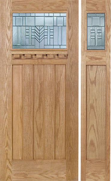 WDMA 54x80 Door (4ft6in by 6ft8in) Exterior Oak Biltmore Single Door/1side w/ C Glass 1