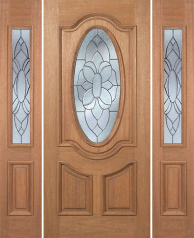 WDMA 54x80 Door (4ft6in by 6ft8in) Exterior Mahogany Carmel Single Door/2side w/ BO Glass - 6ft8in Tall 1