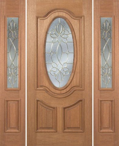 WDMA 54x80 Door (4ft6in by 6ft8in) Exterior Mahogany Carmel Single Door/2side w/ CO Glass - 6ft8in Tall 1