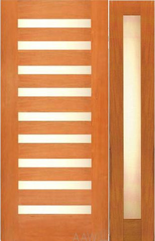 WDMA 54x80 Door (4ft6in by 6ft8in) Exterior Mahogany Contemporary Single Door with one Sidelights Laminated Glass 1