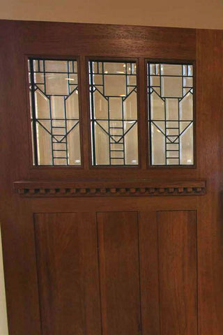 WDMA 54x80 Door (4ft6in by 6ft8in) Exterior Mahogany Mission Style Door and Sidelight Three-Lite Glass 4