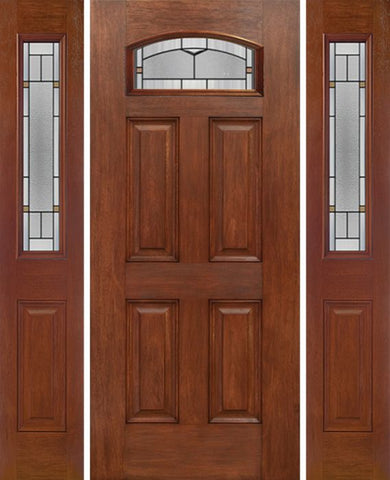 WDMA 54x80 Door (4ft6in by 6ft8in) Exterior Mahogany Camber Top Single Entry Door Sidelights TP Glass 1