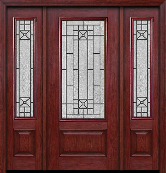 WDMA 54x80 Door (4ft6in by 6ft8in) Exterior Cherry 3/4 Lite 1 Panel Single Entry Door Sidelights Courtyard Glass 1