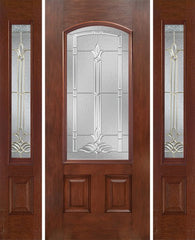 WDMA 54x80 Door (4ft6in by 6ft8in) Exterior Mahogany Camber 3/4 Lite Single Entry Door Sidelights BT Glass 1