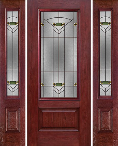 WDMA 54x80 Door (4ft6in by 6ft8in) Exterior Cherry 3/4 Lite 1 Panel Single Entry Door Sidelights GR Glass 1
