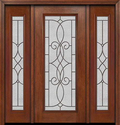 WDMA 54x80 Door (4ft6in by 6ft8in) Exterior Mahogany Full Lite Single Entry Door Sidelights Ashbury Glass 1