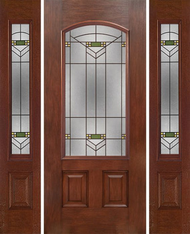 WDMA 54x80 Door (4ft6in by 6ft8in) Exterior Mahogany Camber 3/4 Lite Single Entry Door Sidelights GR Glass 1