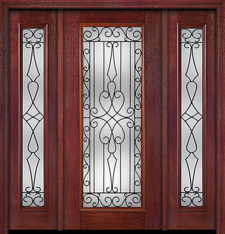 WDMA 54x80 Door (4ft6in by 6ft8in) Exterior Cherry Full Lite Single Entry Door Sidelights Wyngate Glass 1