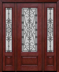 WDMA 54x96 Door (4ft6in by 8ft) Exterior Cherry 96in 3/4 Lite Single Entry Door Sidelights Jacinto Glass 1