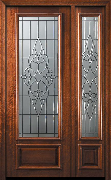 WDMA 54x96 Door (4ft6in by 8ft) Exterior Mahogany 42in x 96in 3/4 Lite Courtlandt Door /1side 1