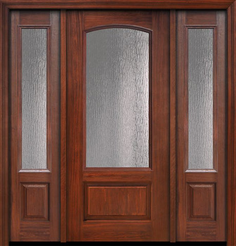 WDMA 56x80 Door (4ft8in by 6ft8in) French Cherry 80in 3/4 Arch Lite Privacy Glass Door /2side 1
