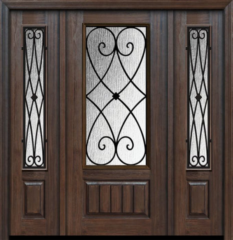 WDMA 56x80 Door (4ft8in by 6ft8in) Exterior Cherry IMPACT | 80in 1 Panel 3/4 Lite Charleston Door /2side 1