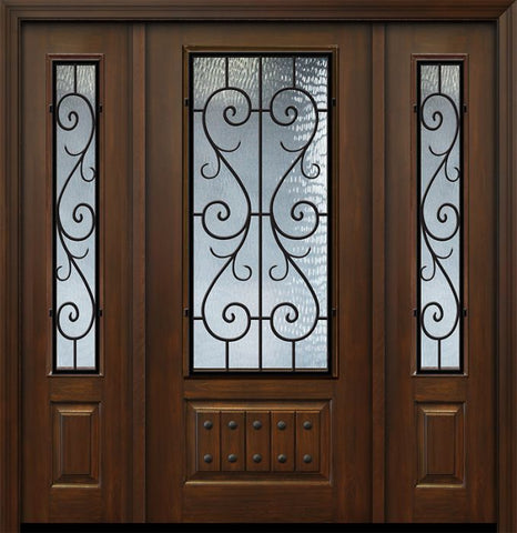 WDMA 56x80 Door (4ft8in by 6ft8in) Exterior Cherry IMPACT | 80in 1 Panel 3/4 Lite St Charles Door /2side 1