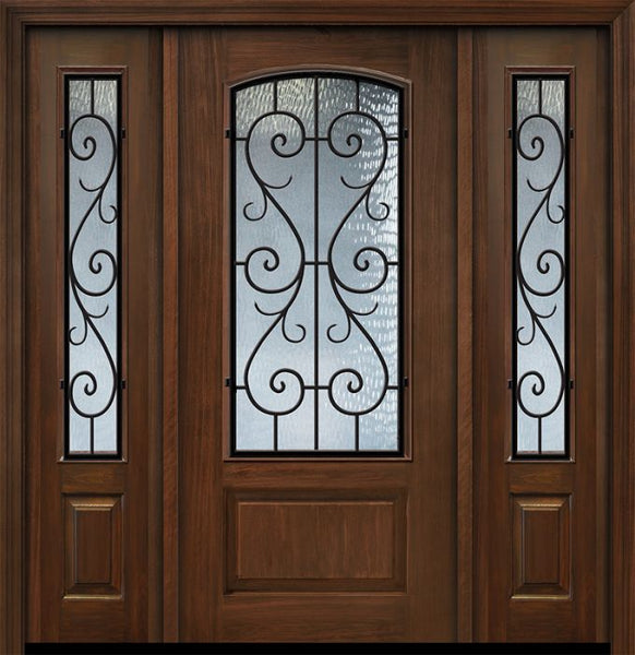 WDMA 56x80 Door (4ft8in by 6ft8in) Exterior Cherry IMPACT | 80in 1 Panel 3/4 Arch Lite St Charles Door /2side 1