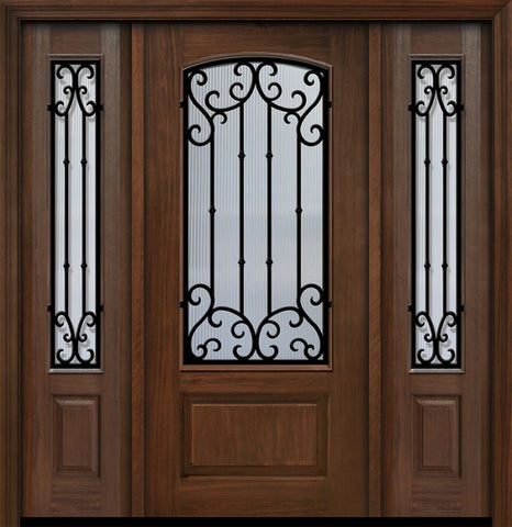WDMA 56x80 Door (4ft8in by 6ft8in) Exterior Cherry IMPACT | 80in 1 Panel 3/4 Arch Lite Valencia Door /2side 1