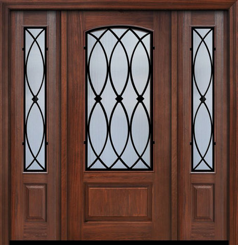WDMA 56x80 Door (4ft8in by 6ft8in) Exterior Cherry IMPACT | 80in 1 Panel 3/4 Arch Lite La Salle Door /2side 1