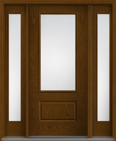 WDMA 56x80 Door (4ft8in by 6ft8in) French Oak Clear 3/4 Lite 1 Panel Fiberglass Exterior Door 2 Sides HVHZ Impact 1