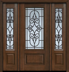 WDMA 56x80 Door (4ft8in by 6ft8in) Exterior Cherry 80in 1 Panel 3/4 Lite Salento / Walnut Door /2side 1