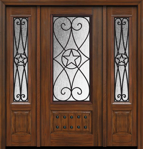 WDMA 56x80 Door (4ft8in by 6ft8in) Exterior Cherry 80in 1 Panel 3/4 Lite Austin / Walnut Door /2side 1