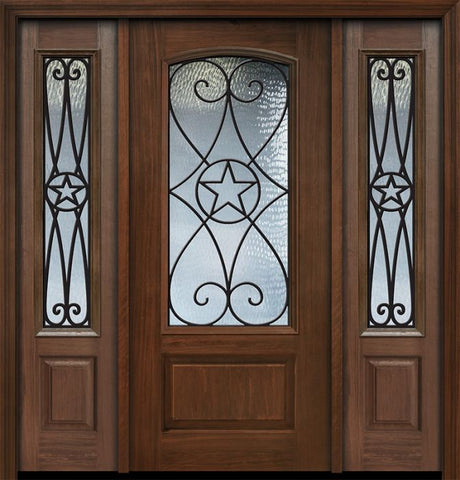 WDMA 56x80 Door (4ft8in by 6ft8in) Exterior Cherry 80in 1 Panel 3/4 Arch Lite Austin / Walnut Door /2side 1