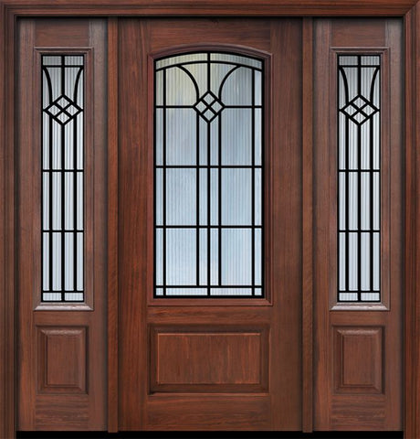 WDMA 56x80 Door (4ft8in by 6ft8in) Exterior Cherry 80in 1 Panel 3/4 Arch Lite Cantania / Walnut Door /2side 1