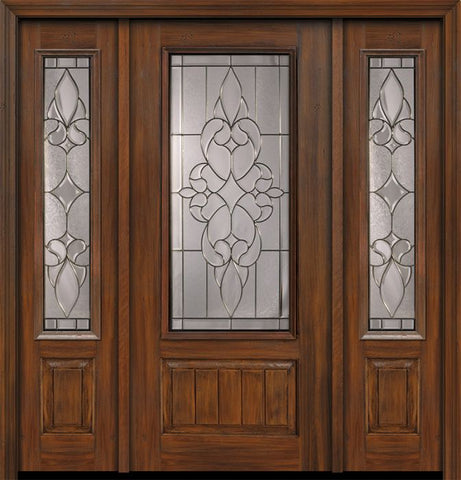 WDMA 56x80 Door (4ft8in by 6ft8in) Exterior Cherry 80in 1 Panel 3/4 Lite Courtlandt / Walnut Door /2side 1