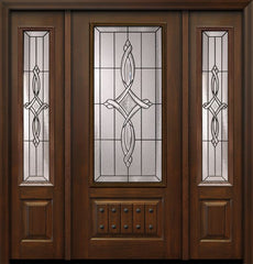 WDMA 56x80 Door (4ft8in by 6ft8in) Exterior Cherry 80in 1 Panel 3/4 Lite Marsais / Walnut Door /2side 1