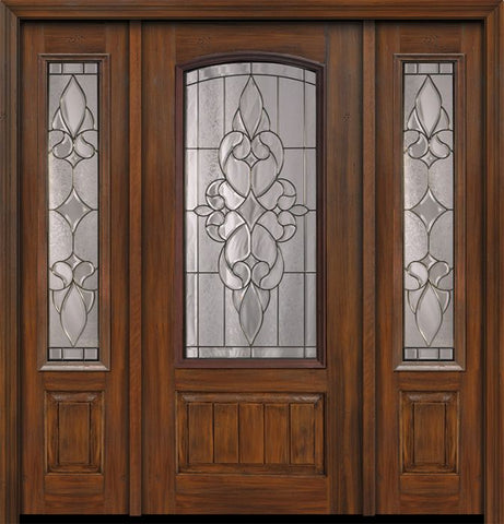 WDMA 56x80 Door (4ft8in by 6ft8in) Exterior Cherry 80in 1 Panel 3/4 Arch Lite Courtlandt / Walnut Door /2side 1