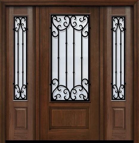 WDMA 56x80 Door (4ft8in by 6ft8in) Exterior Cherry 80in 1 Panel 3/4 Lite Valencia Door /2side 1