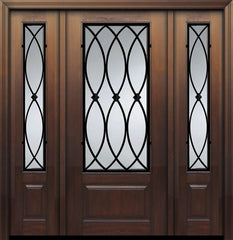 WDMA 56x80 Door (4ft8in by 6ft8in) Exterior Cherry 80in 1 Panel 3/4 Lite La Salle Door /2side 1