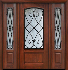 WDMA 56x80 Door (4ft8in by 6ft8in) Exterior Cherry 80in 1 Panel 3/4 Arch Lite Charleston Door /2side 1