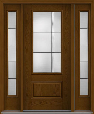 WDMA 56x80 Door (4ft8in by 6ft8in) Exterior Oak Axis 3/4 Lite 1 Panel Fiberglass Door 2 Sides HVHZ Impact 1