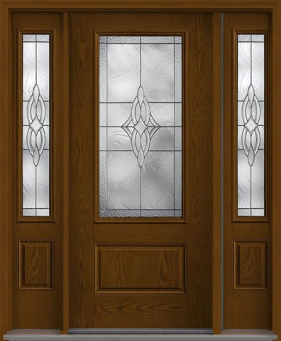 WDMA 56x80 Door (4ft8in by 6ft8in) Exterior Oak Wellesley 3/4 Lite 1 Panel Fiberglass Door 2 Sides HVHZ Impact 1