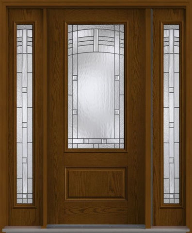 WDMA 56x80 Door (4ft8in by 6ft8in) Exterior Oak Maple Park 3/4 Lite 1 Panel Fiberglass Door 2 Sides HVHZ Impact 1