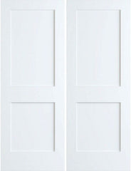 WDMA 56x96 Door (4ft8in by 8ft) Interior Barn Pine 96in Primed 2 Panel Shaker Double Doors | 4102E 1
