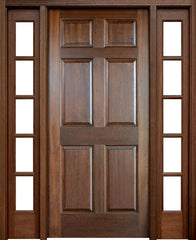 WDMA 56x96 Door (4ft8in by 8ft) Exterior Swing Mahogany Colonial Six Panel Single Door/2Sidelight 1