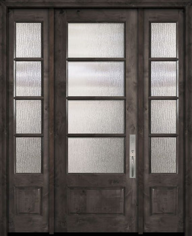 WDMA 56x96 Door (4ft8in by 8ft) Exterior Knotty Alder 96in 3/4 Lite 4 Lite Horizontal SDL Estancia Alder Door /2side 1
