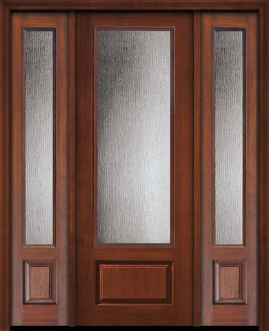 WDMA 56x96 Door (4ft8in by 8ft) Exterior Cherry IMPACT | 96in 3/4 Lite Privacy Glass Door /2side 1