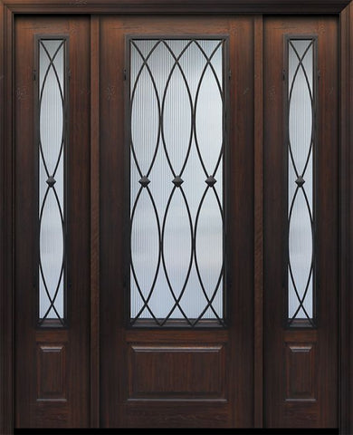 WDMA 56x96 Door (4ft8in by 8ft) Exterior Cherry IMPACT | 96in 1 Panel 3/4 Lite La Salle Door /2side 1
