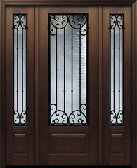 WDMA 56x96 Door (4ft8in by 8ft) Exterior Cherry IMPACT | 96in 1 Panel 3/4 Lite Valencia Door /2side 1