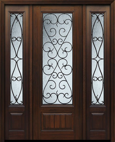 WDMA 56x96 Door (4ft8in by 8ft) Exterior Cherry 96in 1 Panel 3/4 Lite Palermo / Walnut Door /2side 1