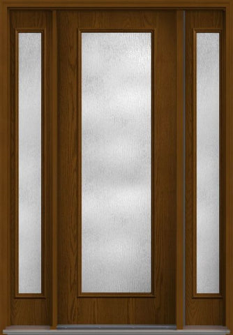 WDMA 56x96 Door (4ft8in by 8ft) Exterior Oak Rainglass 8ft Full Lite Flush Fiberglass Door 2 Sides HVHZ Impact 1