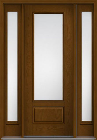 WDMA 56x96 Door (4ft8in by 8ft) Exterior Oak Low-E 8ft 3/4 Lite 1 Panel Fiberglass Door 2 Sides HVHZ Impact 1